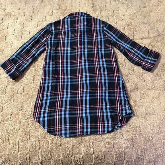 NWOT Betsey Johnson Intimates Ruffle Plaid Button-Down Flannel Sleep Shirt S - Picture 4 of 14